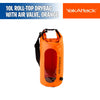 10L Roll-Top Drybag with Air Valve, Orange - YakAttack