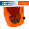 10L Roll-Top Drybag with Air Valve, Orange - YakAttack