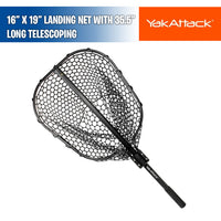 16” x 19” Landing Net with 35.5” Long Telescoping Handle and Rubber Netting - Yak Attack