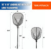 16” x 19” Landing Net with 35.5” Long Telescoping Handle and Rubber Netting - Yak Attack