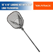 16” x 19” Landing Net with 35.5” Long Telescoping Handle and Rubber Netting - Yak Attack
