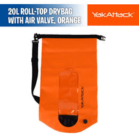 20L Roll-Top Drybag with Air Valve, Orange - YakAttack