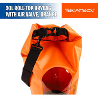 20L Roll-Top Drybag with Air Valve, Orange - YakAttack